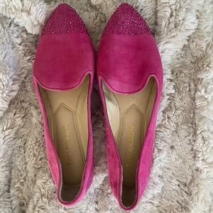 Enzo Angliolini pink suede flats.